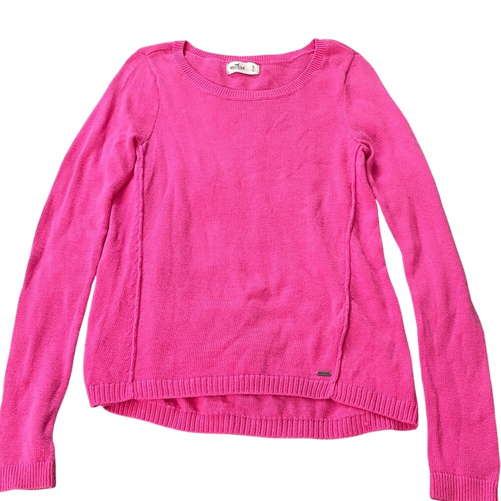 Hollister‎ Womens Hot Pink Crew Neck Long Sleeve Knit Sweater Small